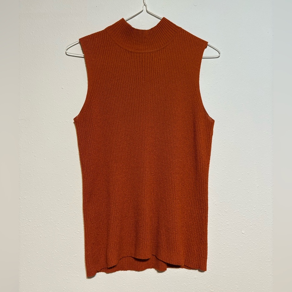 Burnt Orange Knit Turtleneck Tank